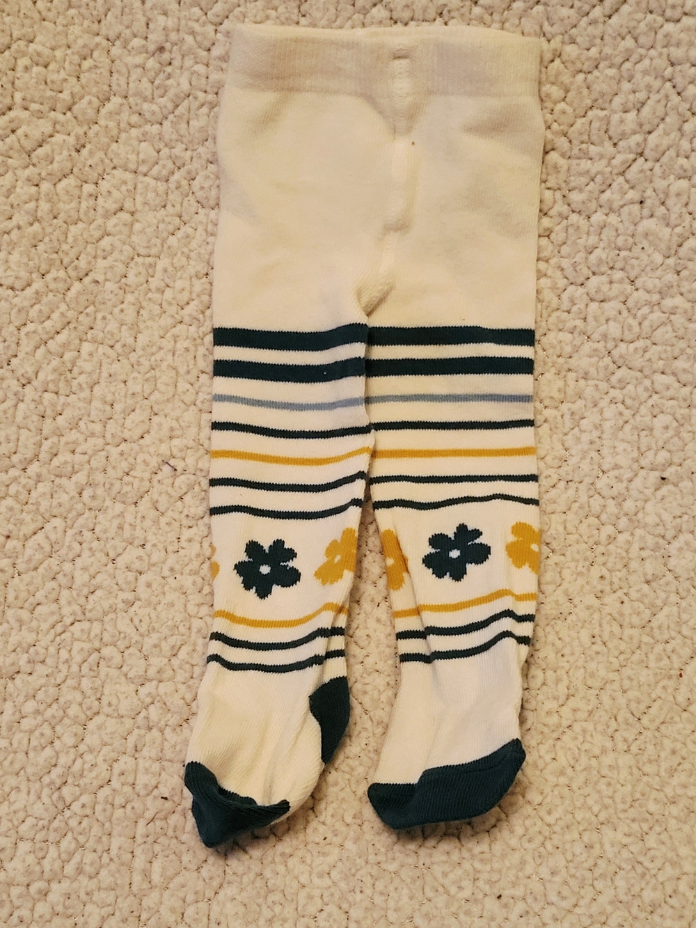 Wonder Nation Baby Girl Floral Striped Footed Tights 0-3M